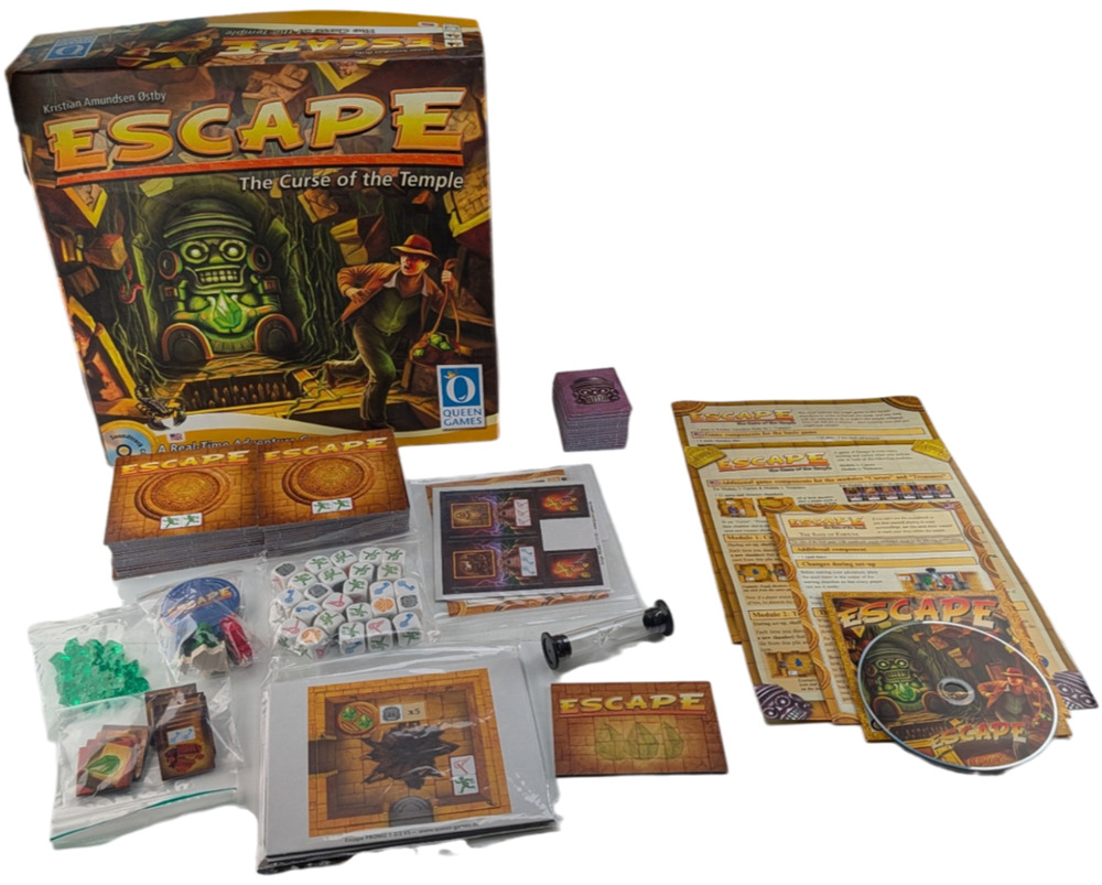 Escape The Curse of the Temple Board Game 2012 Queen Games Modules 1 2 CD Timer